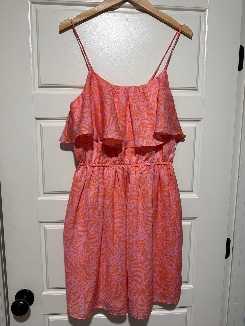 Lilly Pulitzer Coral and Pink Ruffle Mini Dress